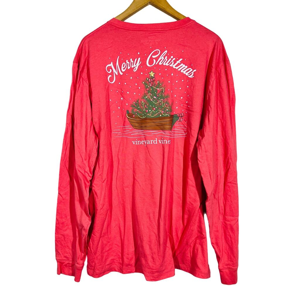 Vineyard Vines Long Sleeve Christmas Tee Pink Casual - XL